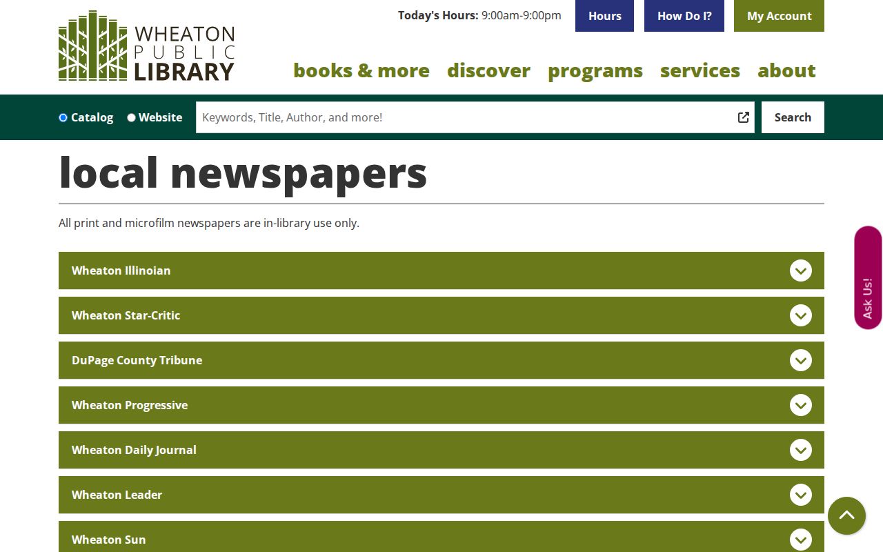 Wheaton previous residents historical newspaper collection