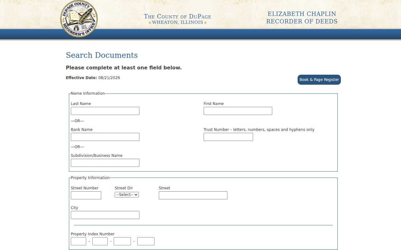 Wheaton street directory Recorder street and PIN search